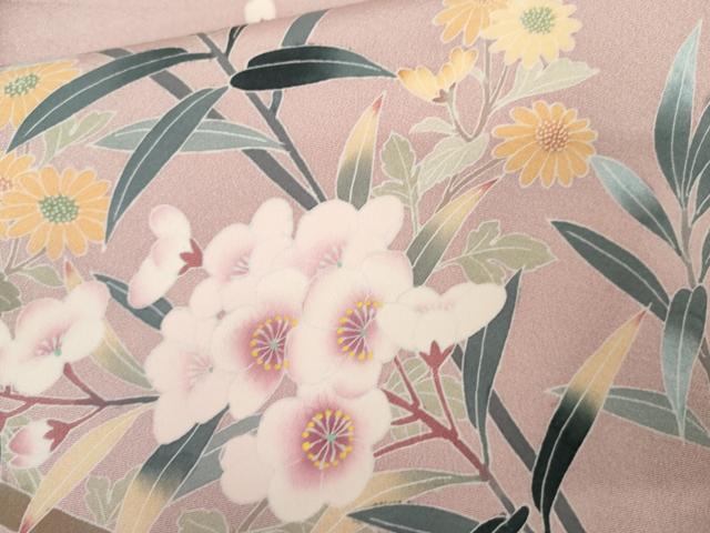 平和屋着物●訪問着　友禅　作家物　枝花文　正絹　逸品　AABM5564cs