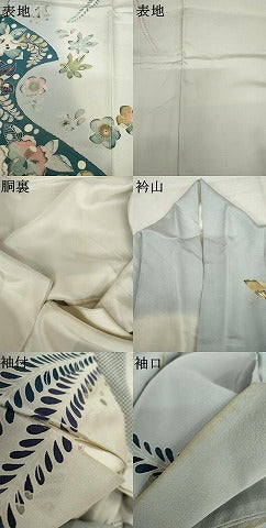 平和屋着物●訪問着　辻が花　花蝶文　暈し染め　金彩　正絹　逸品　AABM5568cs