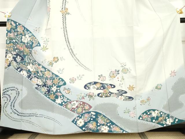 平和屋着物●訪問着　辻が花　花蝶文　暈し染め　金彩　正絹　逸品　AABM5568cs