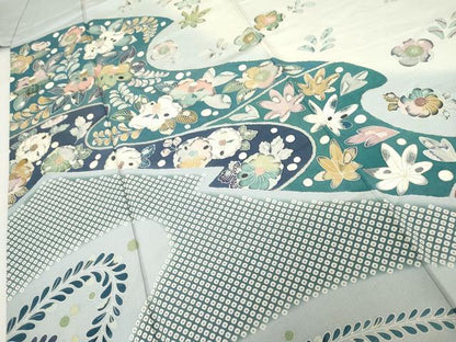 平和屋着物●訪問着　辻が花　花蝶文　暈し染め　金彩　正絹　逸品　AABM5568cs