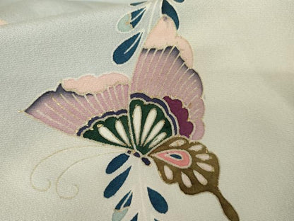 平和屋着物●訪問着　辻が花　花蝶文　暈し染め　金彩　正絹　逸品　AABM5568cs