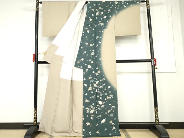 平和屋着物●皇室デザイナー　中村乃武夫　訪問着　舞扇桜文　暈し染め　金彩　正絹　逸品　AABM5571cs