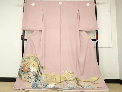 平和屋着物●色留訪問着　松竹梅鶴文　金彩　丹後ちりめん　仮絵羽　正絹　逸品　未使用　AABM5572cs