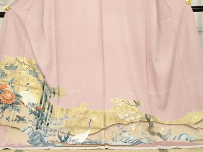 平和屋着物●色留訪問着　松竹梅鶴文　金彩　丹後ちりめん　仮絵羽　正絹　逸品　未使用　AABM5572cs