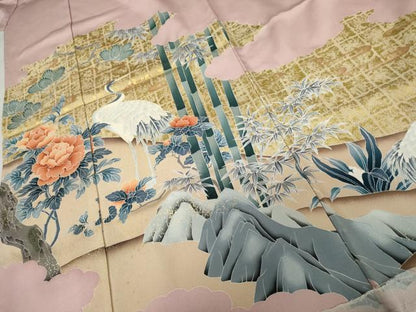 平和屋着物●色留訪問着　松竹梅鶴文　金彩　丹後ちりめん　仮絵羽　正絹　逸品　未使用　AABM5572cs
