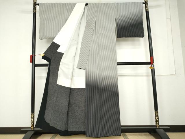 平和屋着物●伝統工芸士　田島輝久　訪問着　変わり縞　正絹　逸品　AABM5576cs