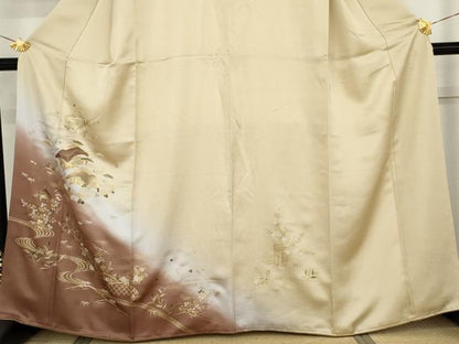 平和屋着物●訪問着　流水風景文　暈し染め　金彩　正絹　逸品　AABM5578cs