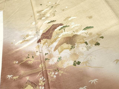 平和屋着物●訪問着　流水風景文　暈し染め　金彩　正絹　逸品　AABM5578cs