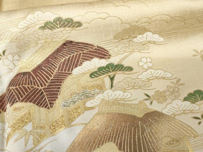 平和屋着物●訪問着　流水風景文　暈し染め　金彩　正絹　逸品　AABM5578cs