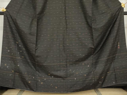 平和屋着物●螺鈿作家　甲斐泰造　訪問着　紬地　舞花文　正絹　逸品　AABM5579cs