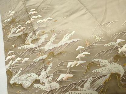 平和屋着物●訪問着　立波松文　暈し染め　金彩　正絹　逸品　AABM5587cs