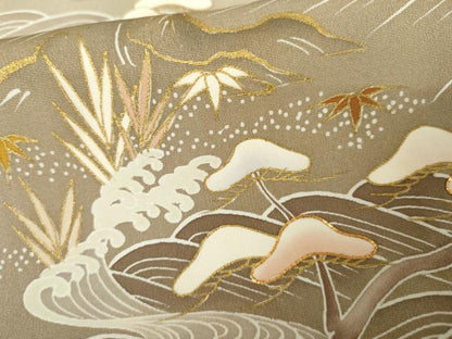 平和屋着物●訪問着　立波松文　暈し染め　金彩　正絹　逸品　AABM5587cs