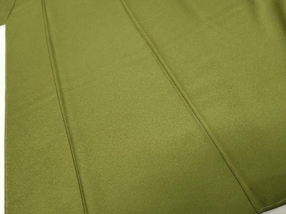 平和屋着物●上質な色無地　霞地紋　草色　ロング丈　正絹　逸品　未使用　AABM5588cs