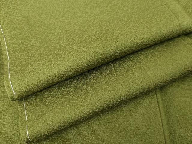 平和屋着物●上質な色無地　霞地紋　草色　ロング丈　正絹　逸品　未使用　AABM5588cs