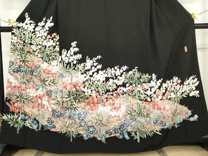 平和屋着物●本加賀友禅作家　成竹登茂男　黒留袖　松竹梅文　正絹　逸品　AABM5590cs