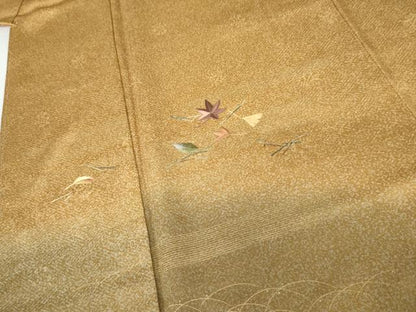 平和屋着物●訪問着　刺繍　吹き寄せ文　暈し染め　金糸　金彩　正絹　逸品　未使用　AABM5592cs