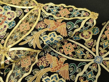 平和屋着物●豪華黒留袖　作家物　駒刺繍　七宝花文　金彩　正絹　逸品　AABM5593cs