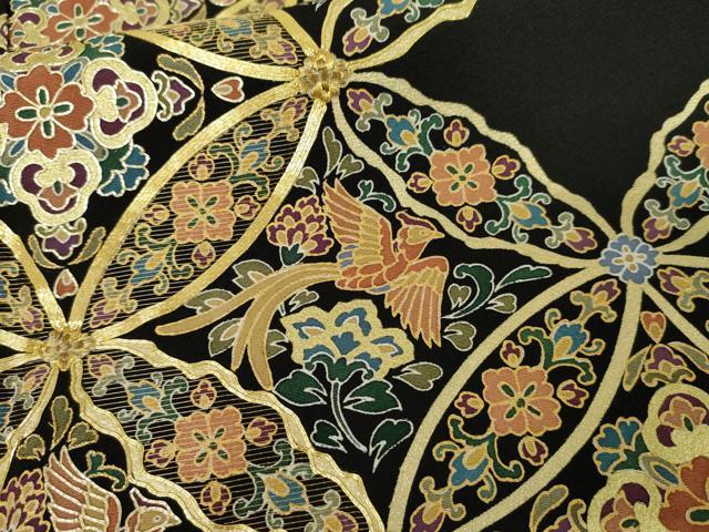 平和屋着物●豪華黒留袖　作家物　駒刺繍　七宝花文　金彩　正絹　逸品　AABM5593cs