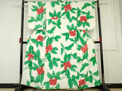 平和屋着物●上質な小紋　ろうけつ染　枝花文　金彩　正絹　逸品　AABM5594cs