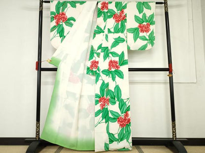 平和屋着物●上質な小紋　ろうけつ染　枝花文　金彩　正絹　逸品　AABM5594cs