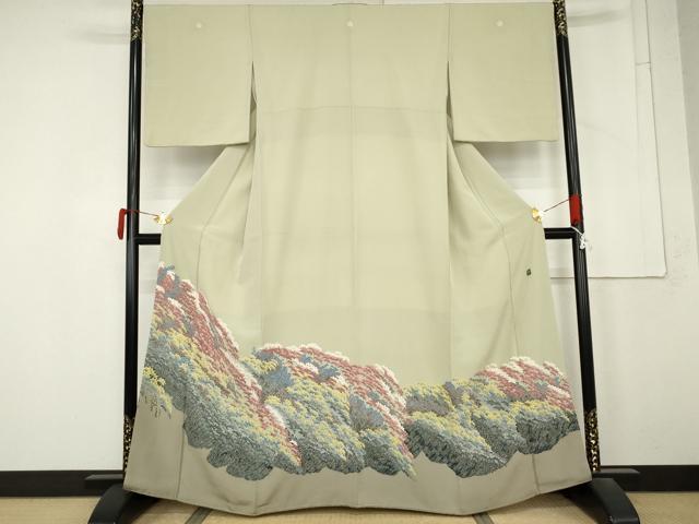 平和屋着物●本加賀友禅作家　杉浦伸　色留袖　樹林文　正絹　逸品　AABM5598cs