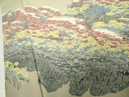 平和屋着物●本加賀友禅作家　杉浦伸　色留袖　樹林文　正絹　逸品　AABM5598cs