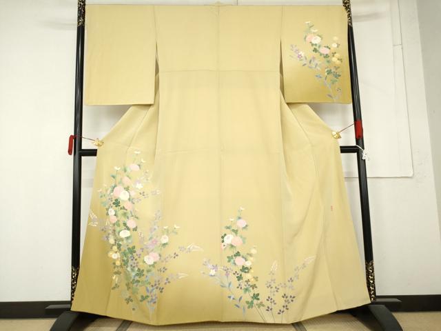 平和屋着物●訪問着　友禅　作家物　枝花文　暈し染め　正絹　逸品　AABM5599cs