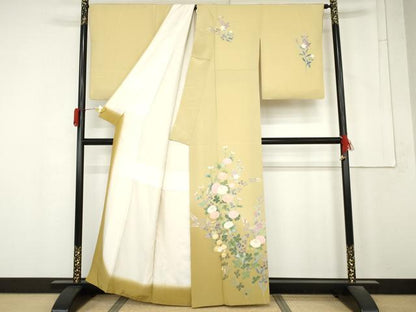 平和屋着物●訪問着　友禅　作家物　枝花文　暈し染め　正絹　逸品　AABM5599cs