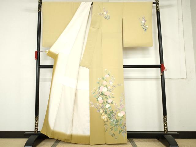 平和屋着物●訪問着　友禅　作家物　枝花文　暈し染め　正絹　逸品　AABM5599cs