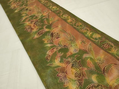 平和屋着物◎六通柄袋帯　更紗花鳥文　引箔　正絹　逸品　AABM5602ou