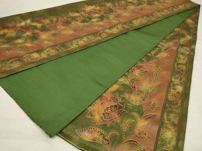 平和屋着物◎六通柄袋帯　更紗花鳥文　引箔　正絹　逸品　AABM5602ou