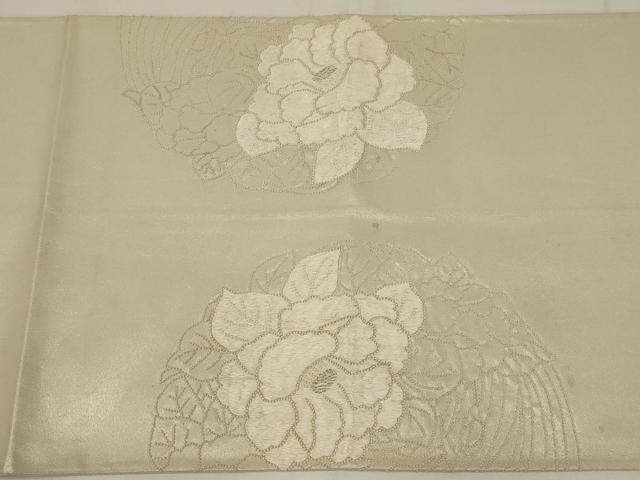 平和屋着物◎中国三大刺繍　相良刺繍　太鼓柄袋帯　花丸文　銀糸　正絹　逸品　AABM5605ou