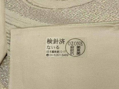 平和屋着物◎六通柄袋帯　唐織　流水花文　銀糸　正絹　逸品　AABM5610ou