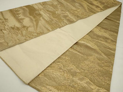 平和屋着物◎六通柄京袋帯　風景文　金糸　正絹　逸品　AABM5618ou