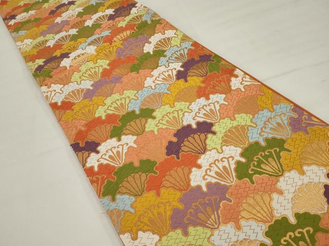 平和屋着物◎六通柄袋帯　唐織　雪輪松文　金糸　正絹　逸品　AABM5620ou