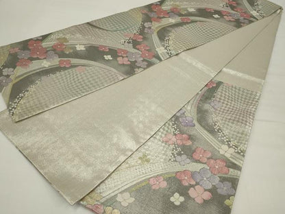 平和屋着物◎佐賀錦　六通柄袋帯　舞花文　金銀糸　正絹　逸品　AABM5623ou