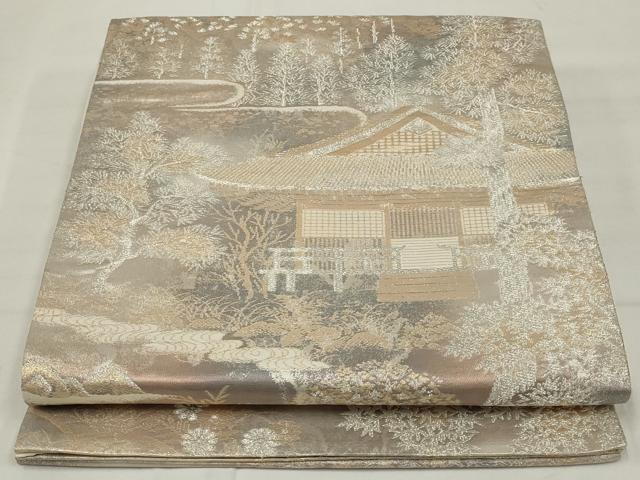 平和屋着物◎六通柄袋帯　京楽錦　樹林文　二重引箔　金銀糸　正絹　逸品　AABM5633ou