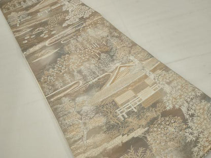 平和屋着物◎六通柄袋帯　京楽錦　樹林文　二重引箔　金銀糸　正絹　逸品　AABM5633ou