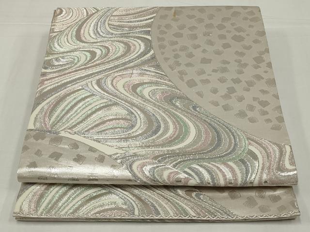 平和屋着物◎六通柄袋帯　流水文　銀糸　正絹　逸品　AABM5640ou