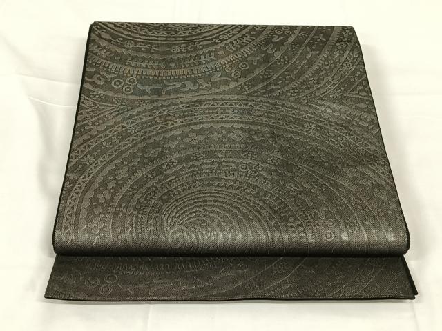 平和屋着物◎六通柄袋帯　幾何学花文　正絹　逸品　AABM5644dk