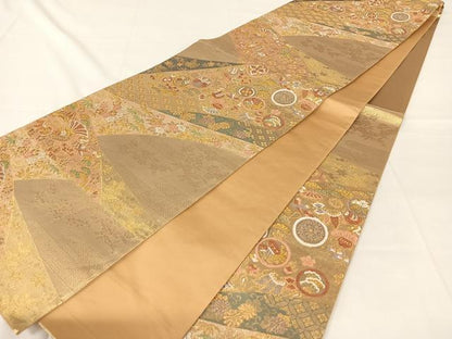 平和屋着物◎六通柄袋帯　花宝尽くし　金糸　正絹　逸品　AABM5645dk