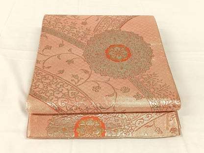 平和屋着物◎佐賀錦　六通柄袋帯　花唐草文　金銀糸　正絹　逸品　AABM5646dk