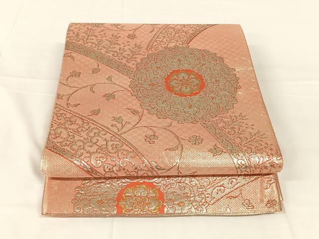 平和屋着物◎佐賀錦　六通柄袋帯　花唐草文　金銀糸　正絹　逸品　AABM5646dk