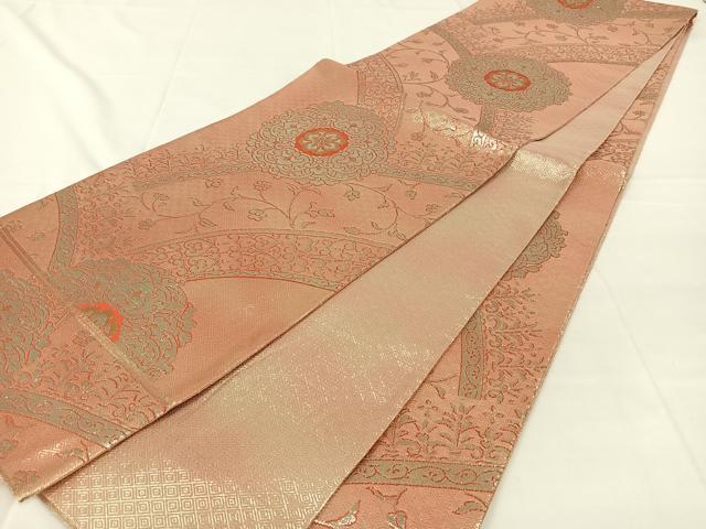 平和屋着物◎佐賀錦　六通柄袋帯　花唐草文　金銀糸　正絹　逸品　AABM5646dk