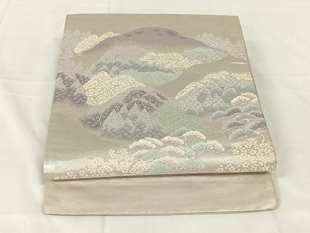 平和屋着物◎西陣　五匠織物　六通柄袋帯　樹林文　銀糸　正絹　逸品　AABM5655dk