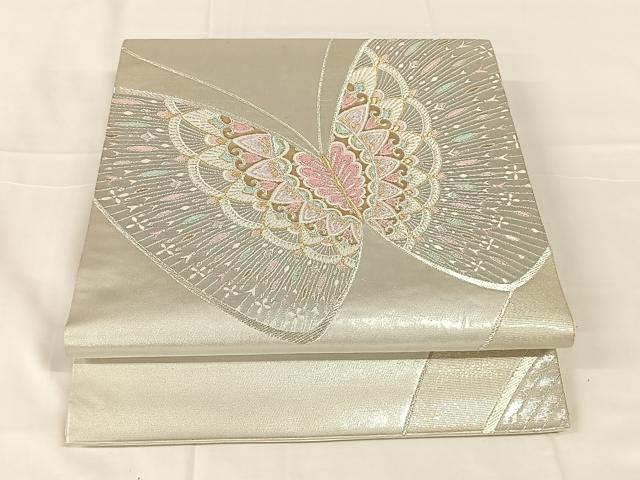 平和屋着物◎六通柄袋帯　舞蝶文　金銀糸　正絹　逸品　AABM5656dk