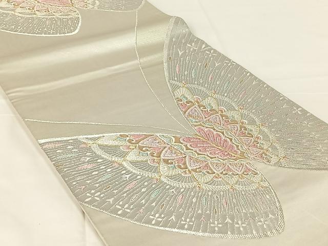 平和屋着物◎六通柄袋帯　舞蝶文　金銀糸　正絹　逸品　AABM5656dk