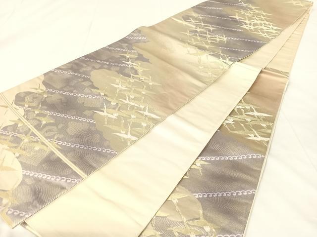 平和屋着物◎西陣　六通柄袋帯　飛鶴文　金糸　正絹　逸品　AABM5661dk