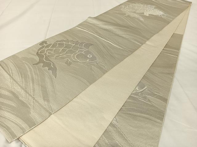 平和屋着物◎本場筑前博多織　六通柄袋帯　荒磯　銀糸　正絹　逸品　AABM5663dk