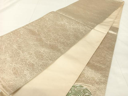 平和屋着物◎太鼓柄袋帯　駒刺繍　立波文　金糸　正絹　逸品　AABM5666dk